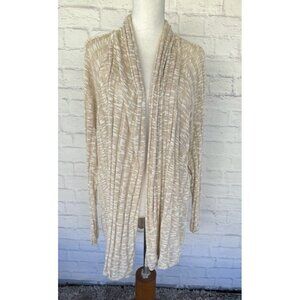 Susan Graver Open Front Cardigan Sweater Long Sleeves Tan Color Size 3X